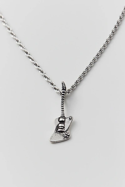 Shop Urban Outfitters Electric Guitar Pendant Necklace In Silver, Men's At