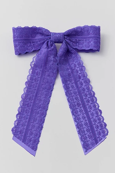 Shop Urban Outfitters Dolly Satin Lace Hair Bow Barrette Clip In Purple, Women's At