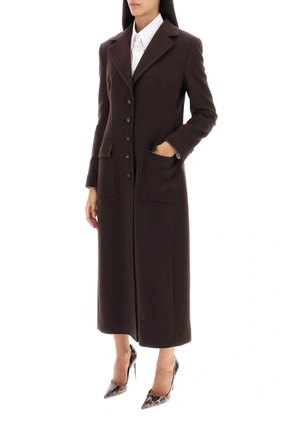 Dolce & Gabbana Shaped Coat In Wool And Cashmere In Brown