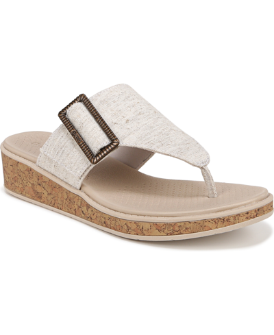 Shop Bzees Bay Washable Thong Sandals In Natural Beige Fabric