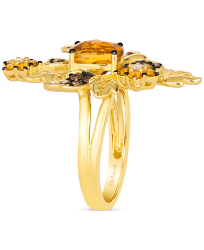 Le Vian Cinnamon Citrine (1-3/8 Ct. T.w.) & Diamond (3/8 Ct. T.w.) Leaf Cluster & Bee Statement Ring In 14k In No Color