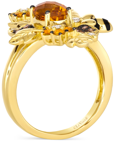 Le Vian Cinnamon Citrine (1-3/8 Ct. T.w.) & Diamond (3/8 Ct. T.w.) Leaf Cluster & Bee Statement Ring In 14k In No Color
