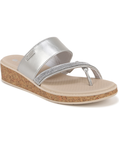Shop Bzees Bora Bright Washable Thong Sandals In Silver Faux Leather