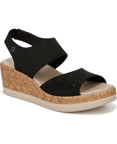 Shop Bzees Reveal-bright Washable Slingback Wedge Sandals In Black Fabric
