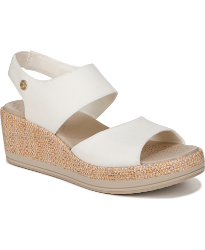 Shop Bzees Reveal Washable Slingback Wedge Sandals In Bright White Fabric