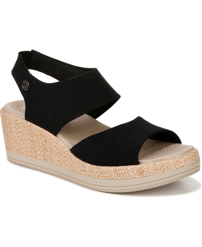 Shop Bzees Reveal Washable Slingback Wedge Sandals In Black Fabric