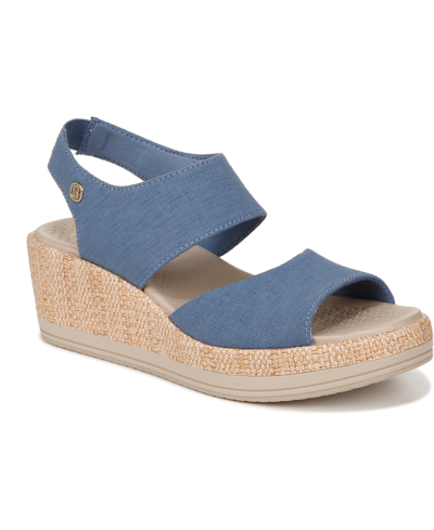 Shop Bzees Reveal Washable Slingback Wedge Sandals In Blue Fabric