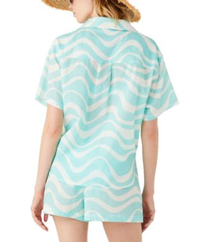 Shop Kate Spade Womens Cotton Cover Up Shirt Shorts In Low Tide