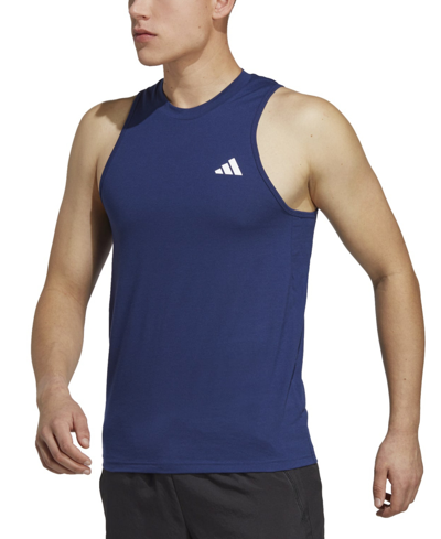 Shop Adidas Originals Men's Essentials Slim-fit Feelready Training Tank In Dark Blue