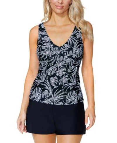 Shop Island Escape Womens Monterey Twist Front Tankini Swim Top Solid Pull On Swim Shorts Created For Macys In In The Shade Black Multi
