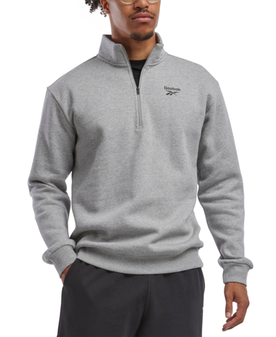 Shop Reebok Men's Identity Regular-fit Quarter-zip Fleece Sweatshirt In Medium Grey Heather