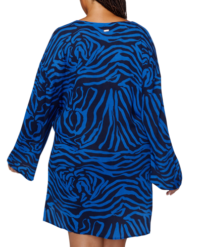 Shop Raisins Curve Plus Size Micah Animal Print Cover Up Tunic In Navy