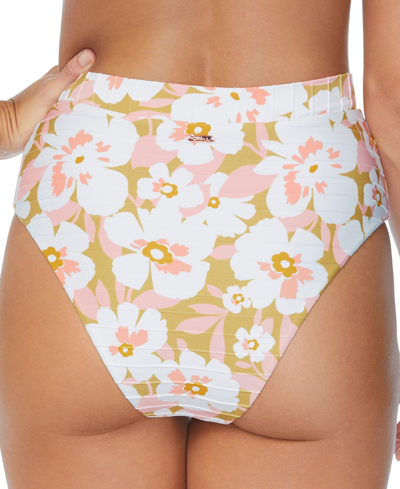 Shop Raisins Juniors' Floral-print Tropics High Waist Bikini Bottoms In Multi Color