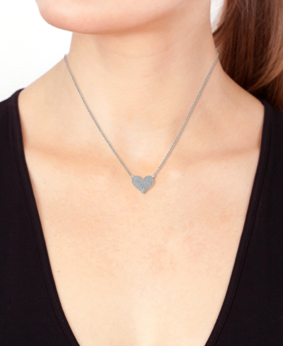 Effy Collection Effy Diamond Pave Heart 14" Pendant Necklace (1/3 Ct. T.w.) In Sterling Silver In Sterling Silver
