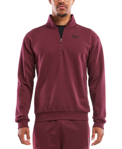 Shop Reebok Men's Identity Regular-fit Quarter-zip Fleece Sweatshirt In Clsc Maroon