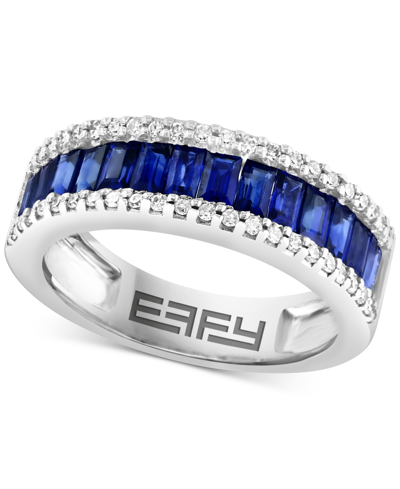 Shop Effy Collection Effy Sapphire (1-5/8 Ct. T.w.) & Diamond (1/4 Ct. T.w.) Ring In 14k White Gold