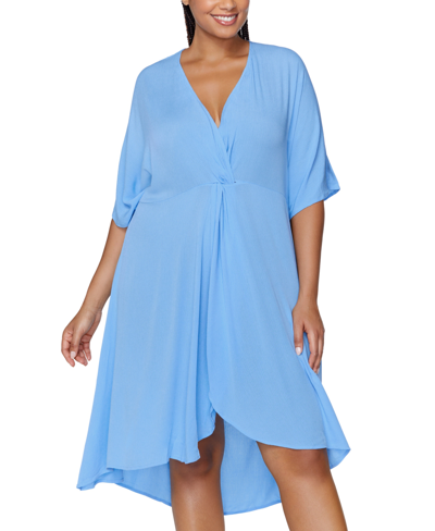 Shop Raisins Curve Plus Size Paraiso Twist Cover Up Dress In Blue
