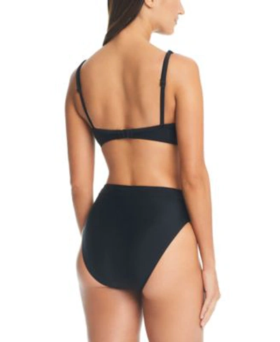 Shop Bar Iii Womens Mesh Panel Bikini Top V Waist Bottoms Created For Macys In Black