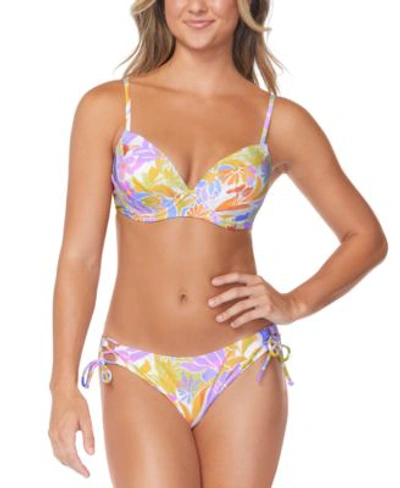 Shop Raisins Juniors Moonshadow Underwire Bikini Top Printed Side Tie Bikini Bottoms In Multi Color