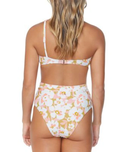 Shop Raisins Juniors Shine On Asymmetric Bikini Top Printed High Waist Bikini Bottoms In Multi Color