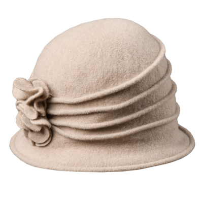Shop Dorfman Pacific Women's Knit Wool Cloche With Flower In Taupe