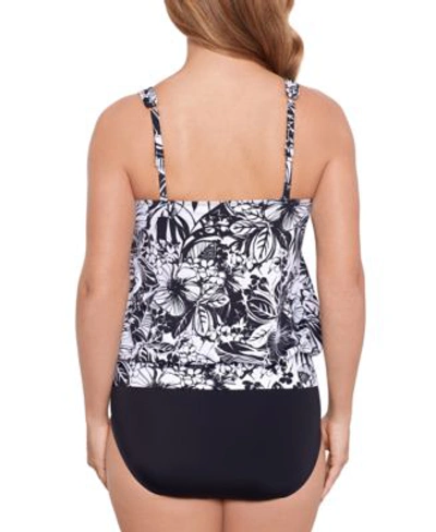 Shop Swim Solutions Womens Printed Shirred Neck Blouson Tankini Mid Rise Bikini Bottoms Created For Macys In Island Oasis Floral