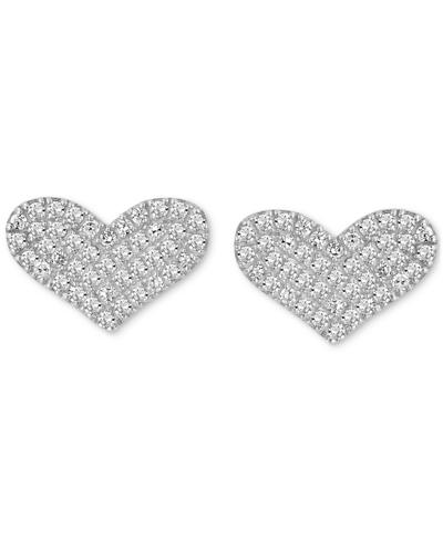 Effy Collection Effy Diamond Heart Cluster Stud Earrings (1/4 Ct. T.w.) In Sterling Silver In Sterling Silver