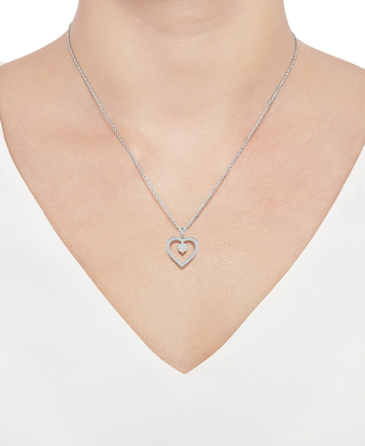 Shop Macy's Diamond Heart 18" Pendant Necklace (1/3 Ct. T.w.) In Sterling Silver