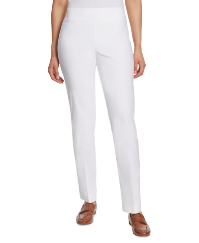 Shop Gloria Vanderbilt Women's Tummy-control Pull-on Slim Trousers, Regular, Short & Long In Vintage White