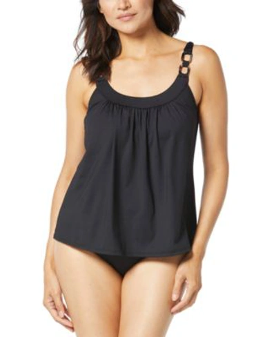 Shop Coco Reef Womens Ultra Fit Bra Sized Tankini Top Impulse High Waist Bikini Bottoms In Black