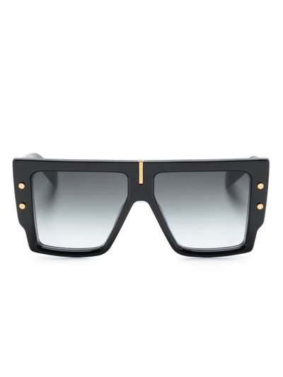 Shop Balmain Eyewear Black B-grand Rectangle-frame Sunglasses