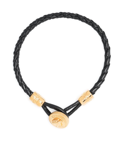 Shop Versace Black Medusa Biggie Leather Bracelet