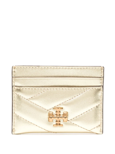 Shop Tory Burch Gold Kira Quilted Leather Cardholder