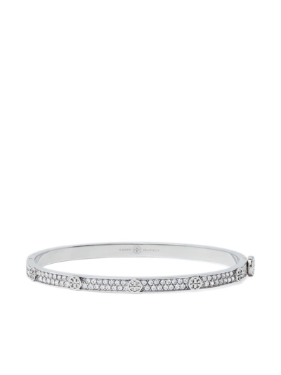 Shop Tory Burch Silver-tone Miller Stud Crystal Bracelet
