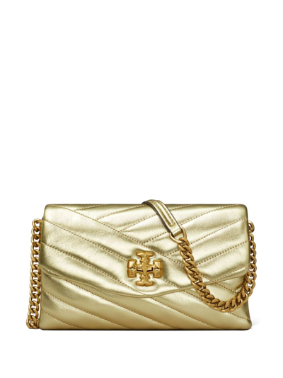 Shop Tory Burch Gold Kira Leather Wallet On Chain