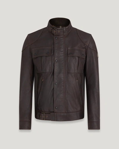 Shop Belstaff Legacy Gangster Jacke Für Herren Hand Waxed Leather In Antique Brown