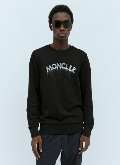 Shop Moncler Logo Print Sweatshirt In Black
