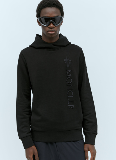 Shop Moncler Logo Embroidery Hooded Sweatshirt In Black
