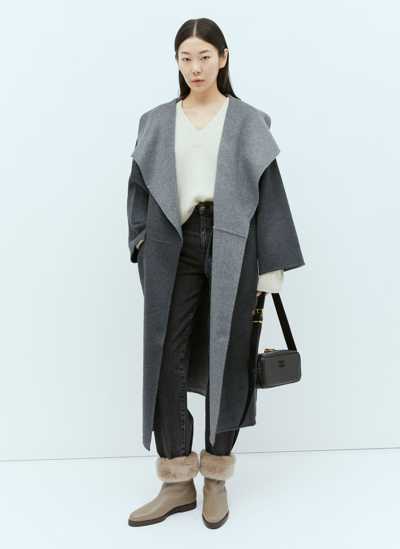 Shop Totême Two-tone Signature Wool And Cashmere Coat In Grey