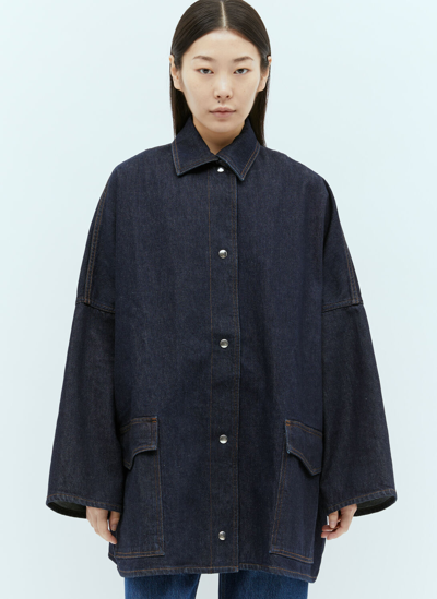 Shop Totême Denim Overshirt Jacket In Blue