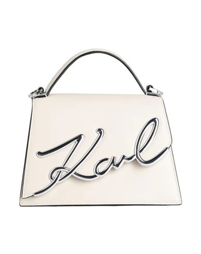 Shop Karl Lagerfeld Woman Handbag Cream Size - Cow Leather In White