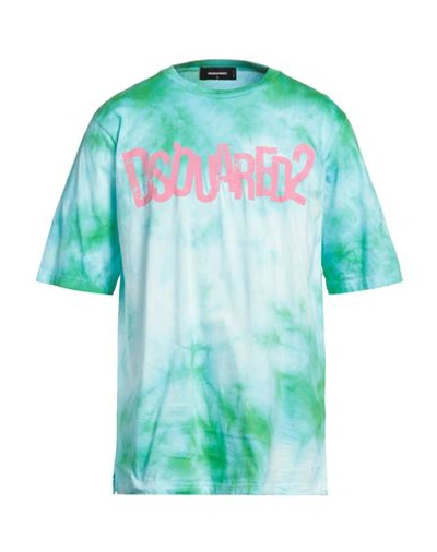 Shop Dsquared2 Man T-shirt Green Size L Cotton