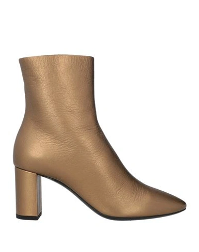 Shop Saint Laurent Woman Ankle Boots Bronze Size 7 Leather In Yellow