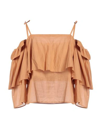 Shop La Fabrique Woman Top Camel Size S Cotton In Beige