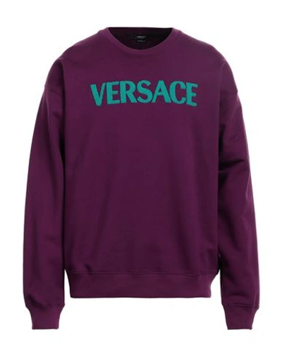 Shop Versace Man Sweatshirt Purple Size L Cotton, Wool, Viscose, Acrylic