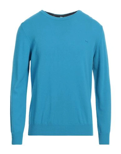 Shop Harmont & Blaine Man Sweater Azure Size L Wool, Cashmere In Blue