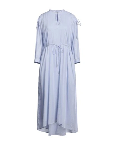 Shop Peserico Woman Midi Dress Sky Blue Size 10 Cotton