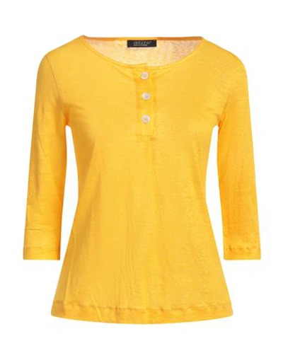 Shop Aragona Woman T-shirt Ocher Size 8 Linen In Yellow