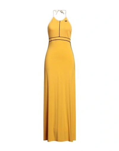 Shop Diesel Woman Maxi Dress Ocher Size L Viscose, Elastane In Yellow