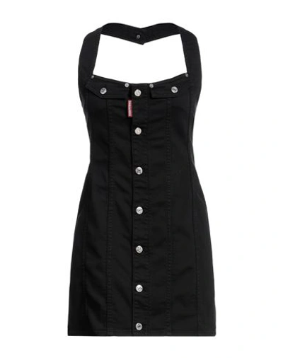 Shop Dsquared2 Woman Mini Dress Black Size 8 Cotton, Elastomultiester, Elastane, Polyester